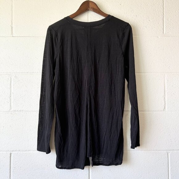 Lululemon Athletica Black Active Workout Long Sleeve Back Slit Shirt Women's 8 - Picture 2 of 4